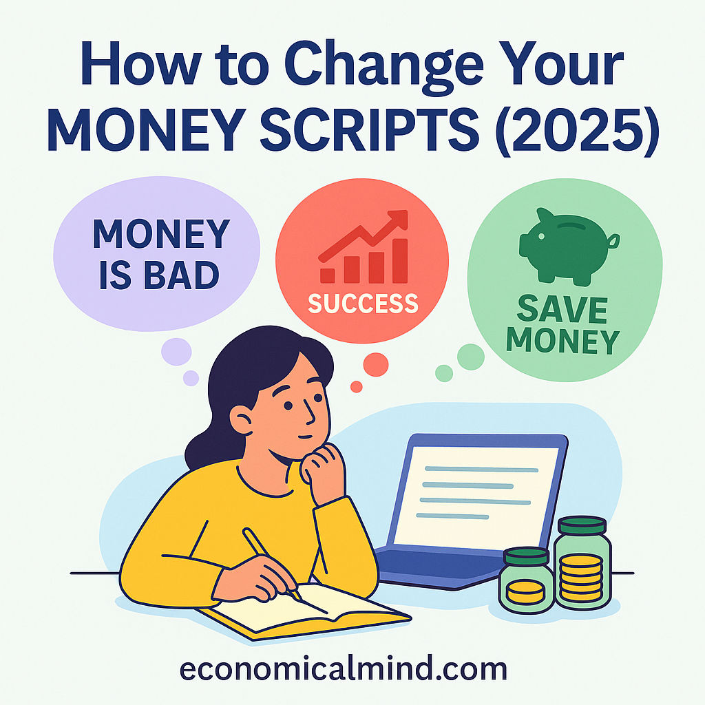 Person reflecting on financial beliefs while journaling about money mindset in 2025.